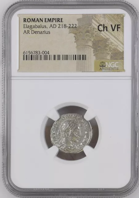 Elagabalus, AD 218-222 ROMAN EMPIRE AR Denarius Ch VF