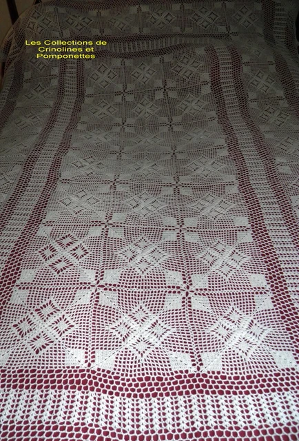 Dessus De Lit Crochet Blanc Fait Main – 180x270 Cm – Art Déco, Coton