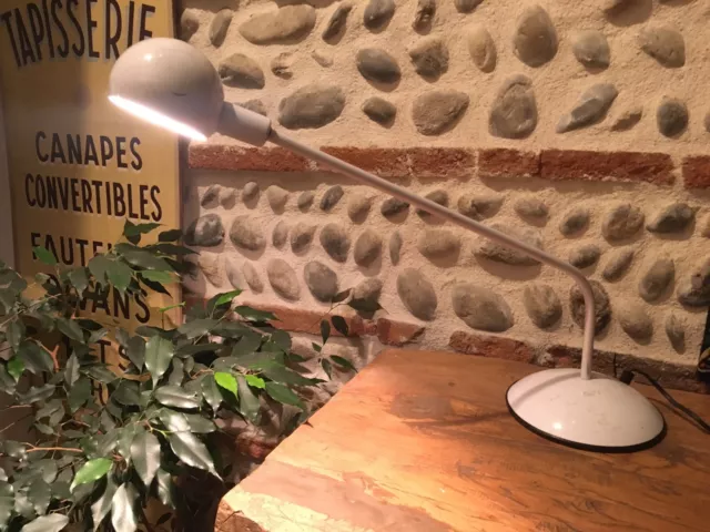 Belle Lampe Metal Peint Blanc Année 1980
