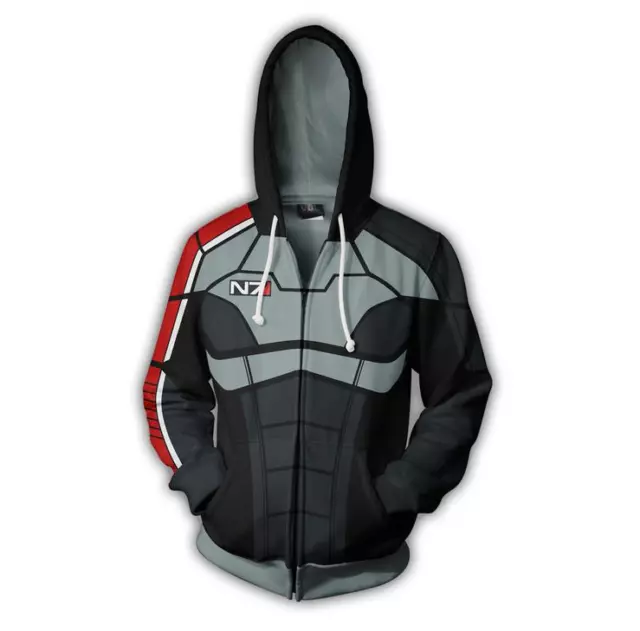 MASS EFFECT N7 3D Print Zipper Hoodie Jacket Unisex Mens Cosplay Coat