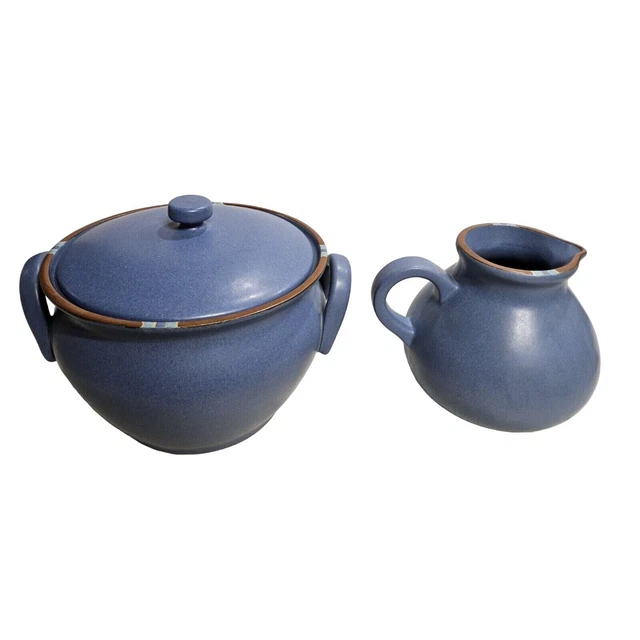 LOT POT + Pitcher 6" Dansk MESA SKY BLUE SERVWARE 6X8 3QT TUREEN BEAN SOUP BOW