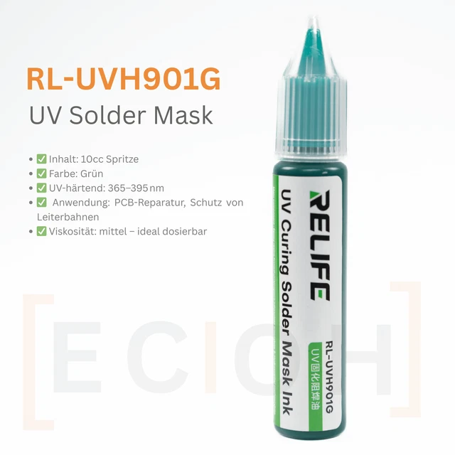 Leiterbahnenlack PCB Relife UV Solder Mask 10CC – Lötstopplack Für Leiterbahnen – PCB Lack – Modell RL-UVH 901 Leiterbahnenlack PCB Relife UV Solder Mask 10CC – Lötstopplack Für Leiterbahnen – PCB Lack – Modell RL-UVH 901
