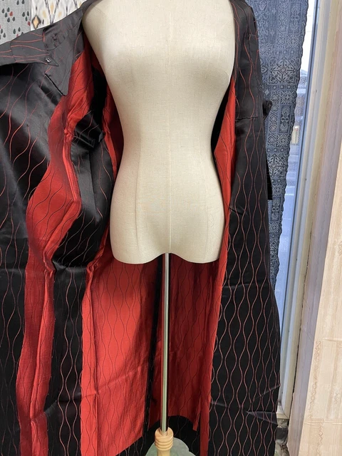 Vintage Japanese Michiyuki Kimono Black and Red Jacket Haori women Japan coat 8