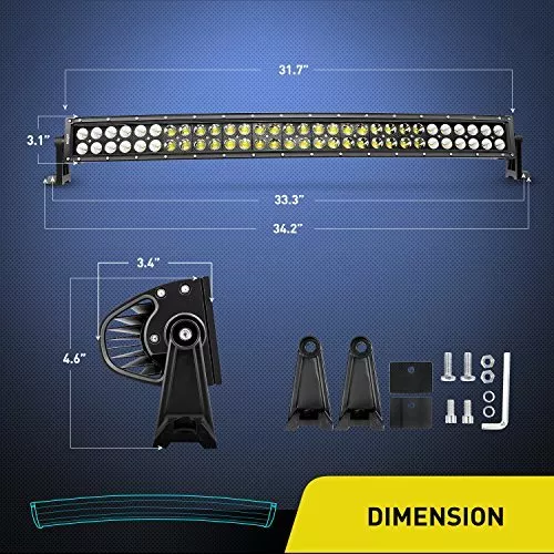 Nilight 32 Inch 180W Curved LED Light Bar Combo Fog Lights for SUV Boat 4X4 Lamp 2