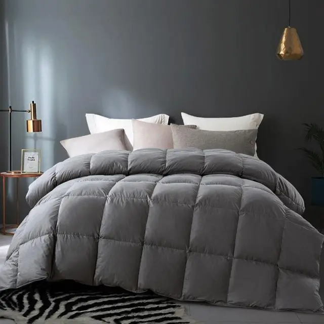 Cosybay Cotton Quilted Grey Feather Comforter Filled with Feather & down –Machin
