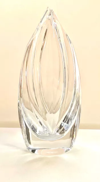 1980 Modernist Translucent Baccarat Crystal Vase Signed by Designer Robert Rigot