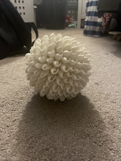 Seashell Ball Orb Natural finish 4 1/2" Diameter Beach Nautical Decor Hand Made