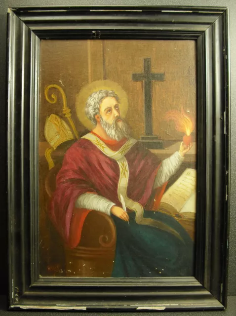 Saint Augustin de Hipona Óleo sobre Lienzo XIX 41cm El Ciudad Dios St.