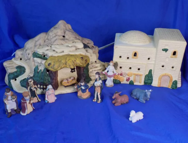 Southwestern Style NATIVITY Scene w/ 2 Structures Mary & Joesph 3 Wise Men