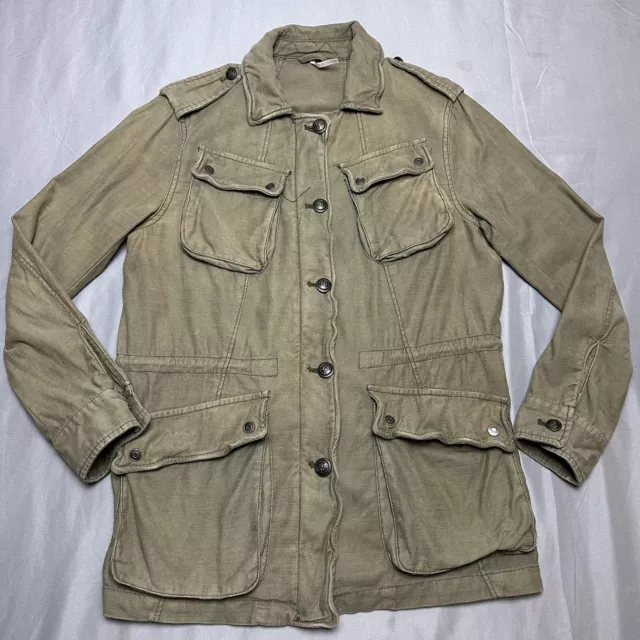 Free People Jacket Womens Small Not Your Brothers Surplus Olive Full Zip Cotton