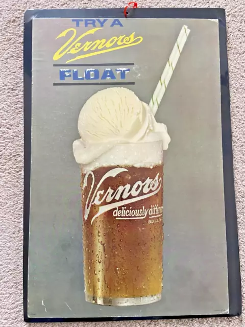 Vintage Vernors Float Cardboard Soda Sign 12 x 18 Detroit Ginger Ale