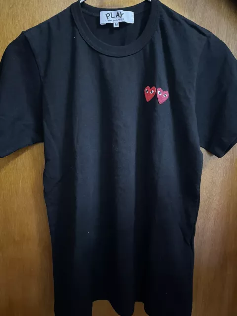 COMME DES GARCONS PLAY Black Cotton Heart Patch T-shirt Size M Authentic NEW