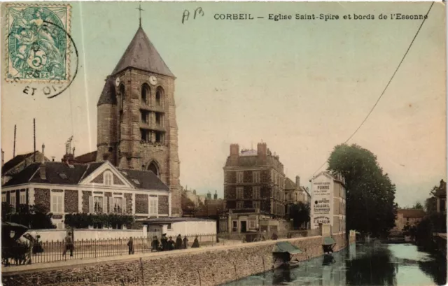 CPA AK BASKET - Church of St-Spire and banks of the Essonne (489030)