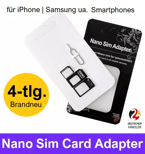 SIM Card Adapter Nano Micro Standard Handy Karten iPhone Samsung Universal📱Neu