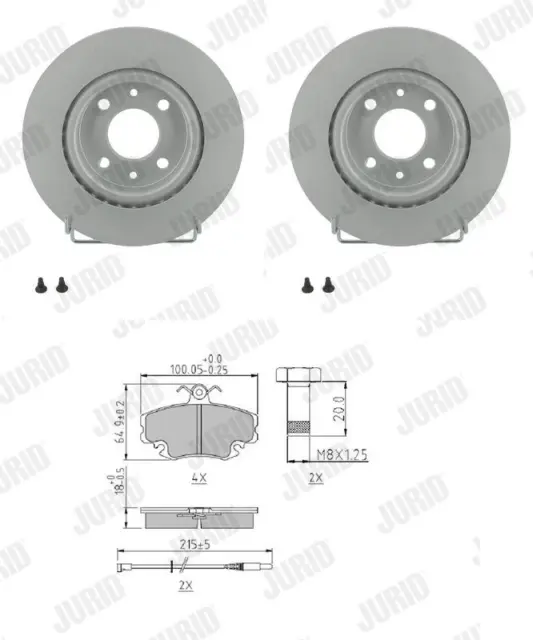 JURID Discos de Freno 259mm + Frente Almohadillas Apto para Renault Twingo 2