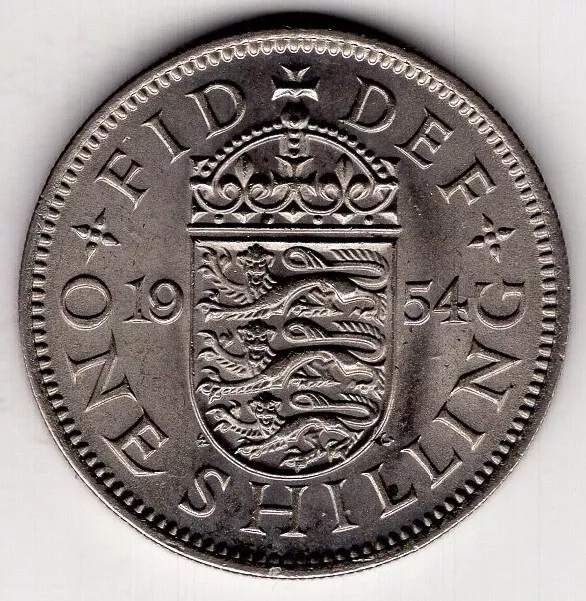 1954 Great Britain One 1 Shilling Elizabeth Ii Nice World Coin