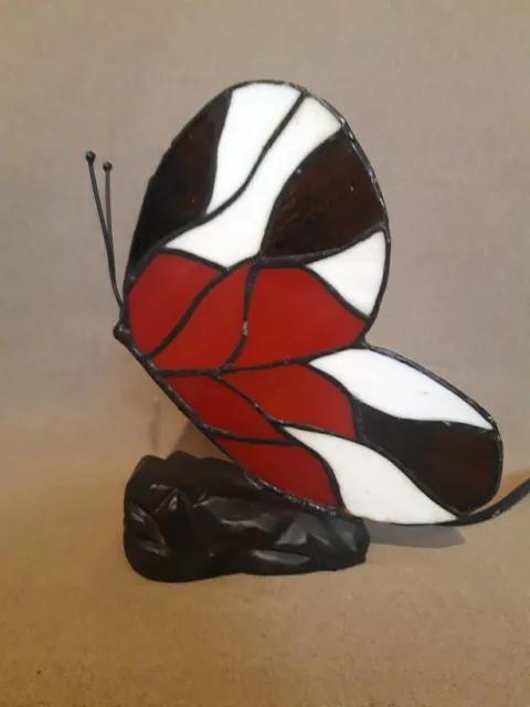 Beautiful Butterfly Table Lamp Stained Glass Design Base Art Nouveau Style 3