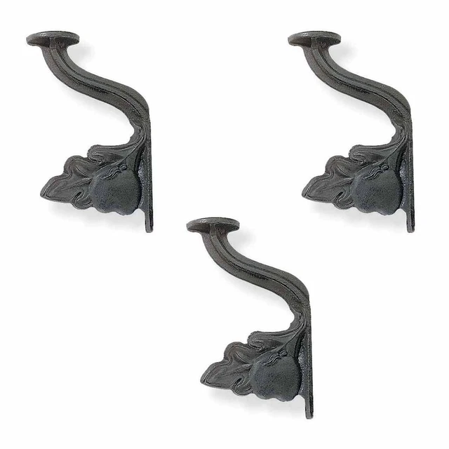 3 Hat Hook Black Cast Iron Grape Leaf | Renovator's Supply