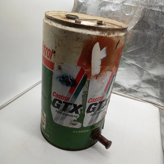 VINTAGE CASTROL MOTOR Oil Can 25 Ltr Tin Drum Garagenalia Petrolnalia ...