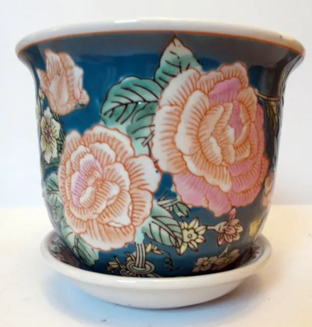 Antique Vtg CHINA Republic Jardiniere Pot Planter Famille Rose SIGNED  Porcelain