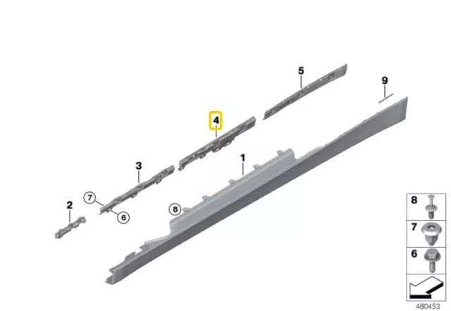 BMW 4' Series F32 F82 M4 Supporting Door Sill Ledge Right 51777285792 14-19