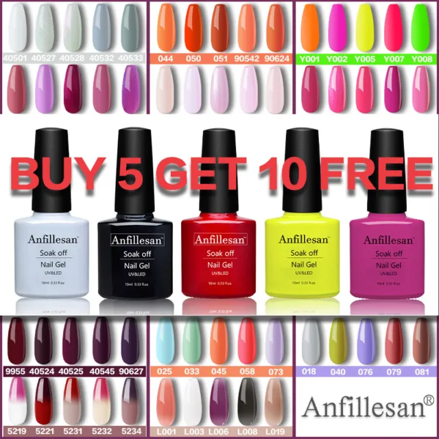 Anfillesan Nail Polish UV LED Soak Off Gel Polish Base Top Coat Gel Varnish 10ml