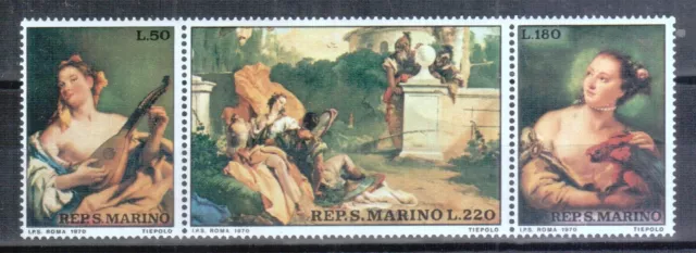 San Marino 1970 Michel 959-61 Tríptico Pinturas Tiépolo Sellos Nuevos Mnh