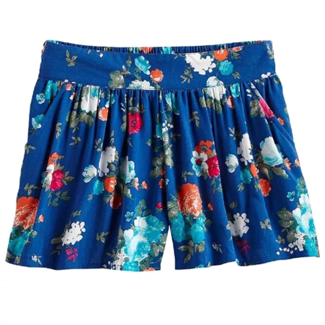 Mudd Big Girls Blue Floral Soft Shorts - NWT