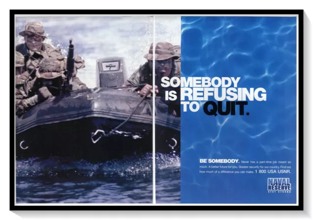 US Naval Reserve Recruitment Refusing to Quit 2-Page Vintage 02 Magazine Ad