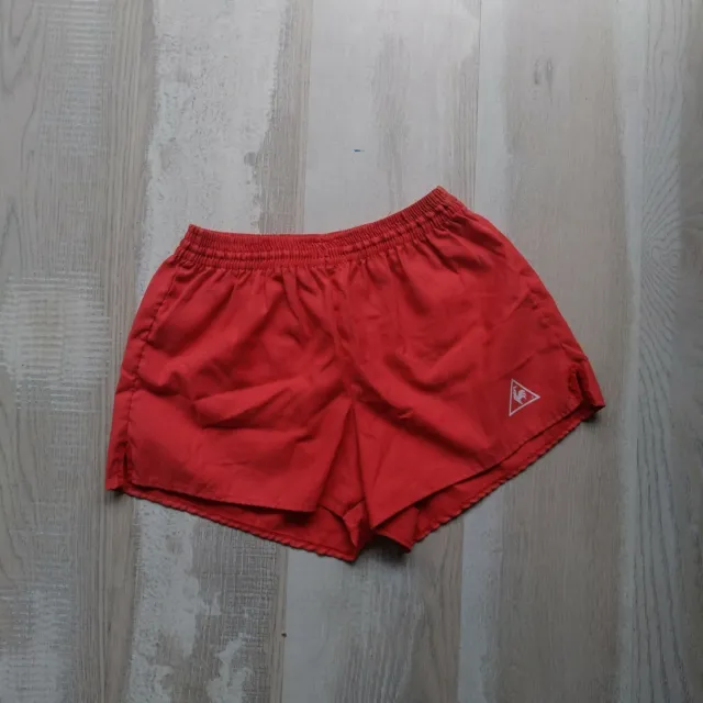 Le Coq Sportif Rare Vintage Running Shorts Red Polyester Mens Sz 90