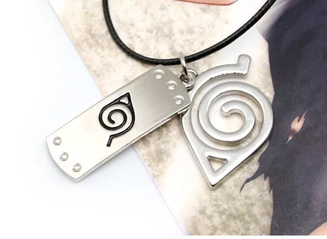 Halskette mit Konoha Symbol und Stirnplatte für Naruto Fans