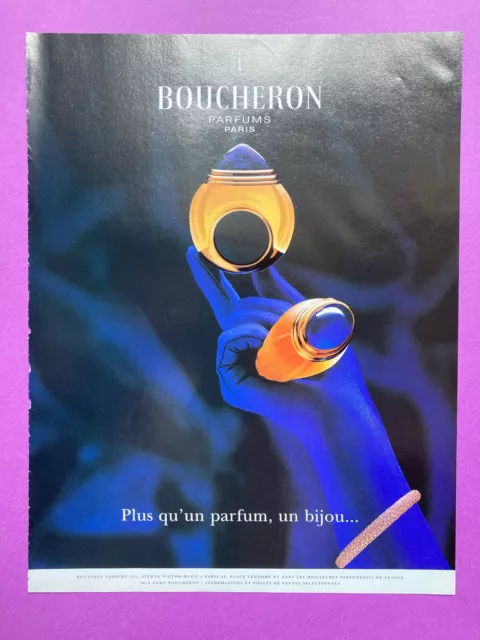 publicité parfum Boucheron bijoux 1995  bague joaillerie vintage presse 90s