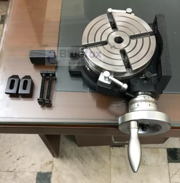 6" (150 mm) Precision HV6-4 Slots Rotary Table with M8 Clamp Kit for Milling
