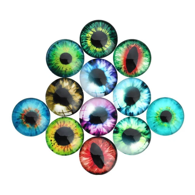 20 Stück Augenmuster Glas Flatback Dome Cabochons für Kunsthandwerk 10 mm