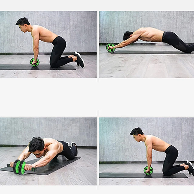 3 Wheels Roller Core Ab Trainer Workout Machines Fitness Men Women Sports