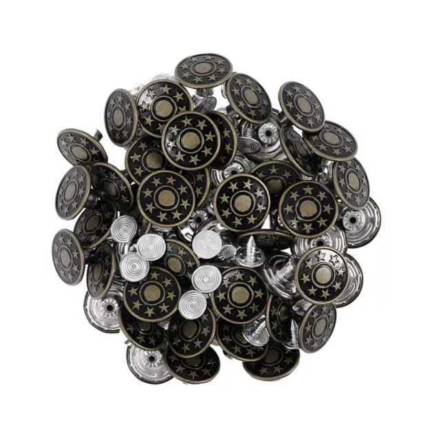 Jeans Instant Button 17mm Star Metal Snap Buttons Thumbtack Tacks
