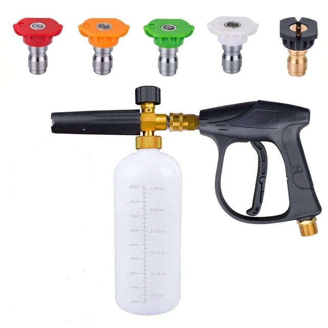 1/4" Snow Foam Pressure Washer Gun Car Wash Soap Lance Cannon Spray Jet Bottle