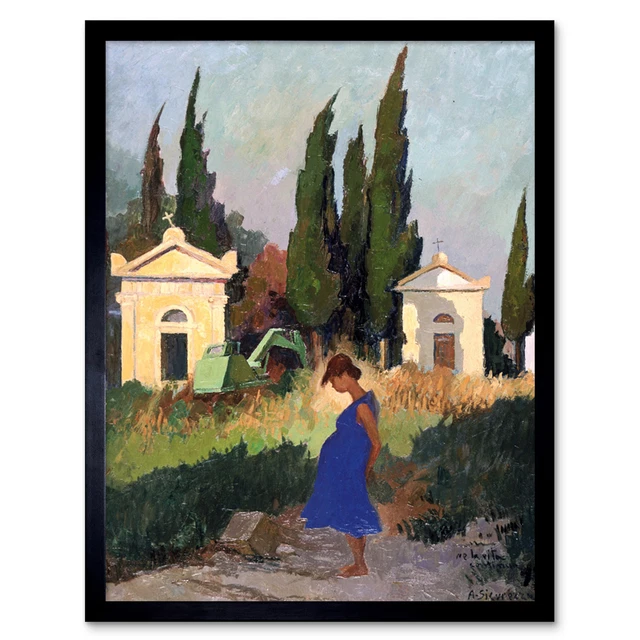 Sicurezza And Life Goes On Cemetary Painting Wall Art Print Framed 12x16