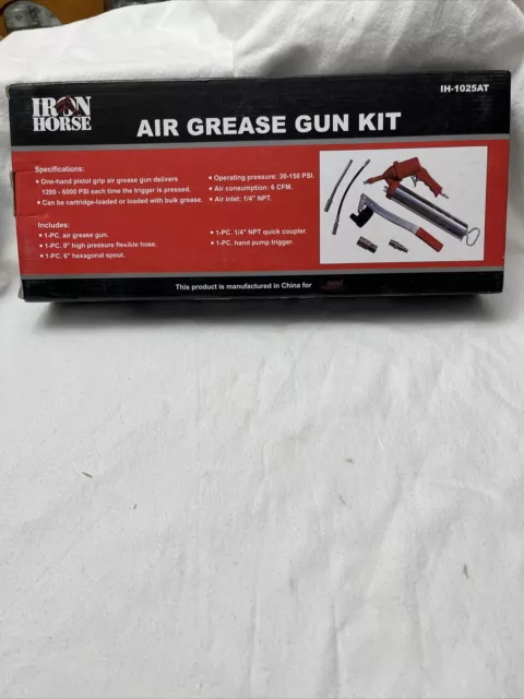 Iron Horse 1/4" NPT Pneumatic Grease Gun Kit 1200- 6000 PSI Air Operated