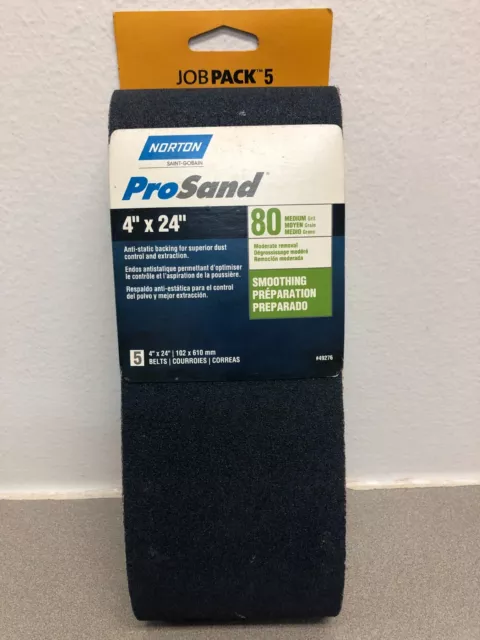Norton 7660749276 ProSand 24" L X 4" W Zirconia Alumina Smoothing Belt 80 Gri