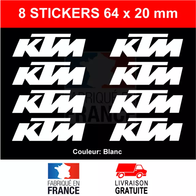 KTM Stickers Blanc 8 Autocollants Moto Adhésifs Scooter Quad Qualité