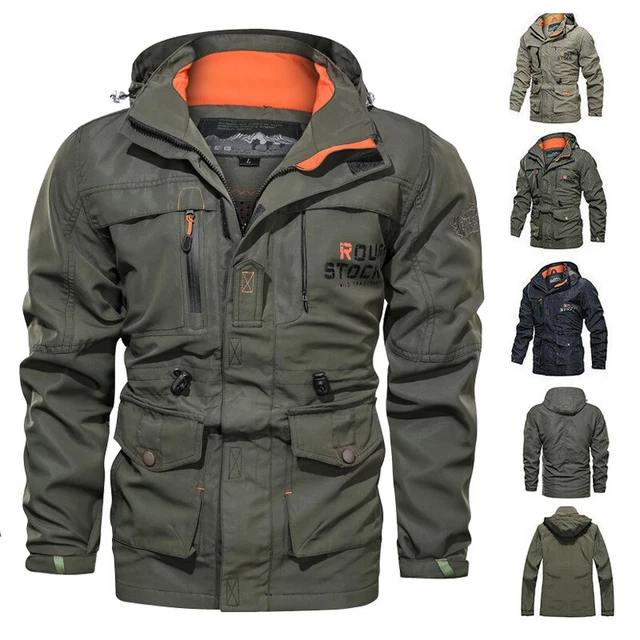 Mens Warm Waterproof Military Jacket Combat Outdoor Tactical Hooded Cargo Coat