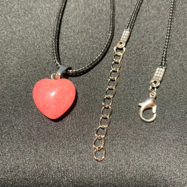 Quartz Heart Pendant Necklace Gemstone Natural Stone Crystal Chakra Healing