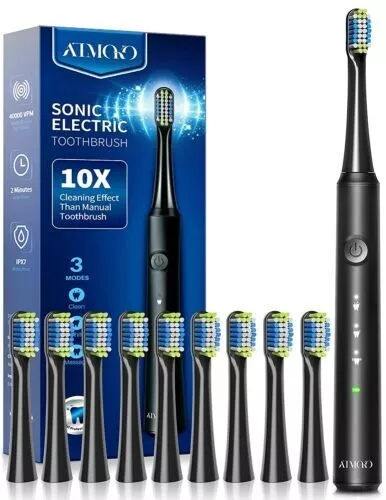 Electric Toothbrush Oral Clean Modes Sonic 10 DuPont Brush Heads 40000 VPM35days