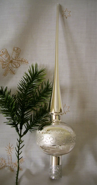 Étoile De Sommet De Sapin En Verre Soufflé Main Lauscha - Rouge Mat - 33 Cm - Déco De Noël Allemande Neuf