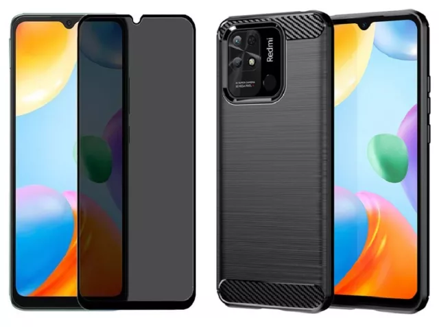 Coque Etui + Verre Trempé Anti Espion pour Xiaomi Redmi Note 12 / 11S / 11 / 10