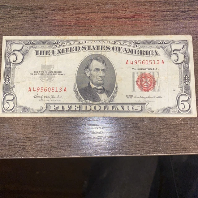 1963 Five Dollar Bill Red Seal Note Randomly Hand Picked VG - Fine FREE SHIPPING
