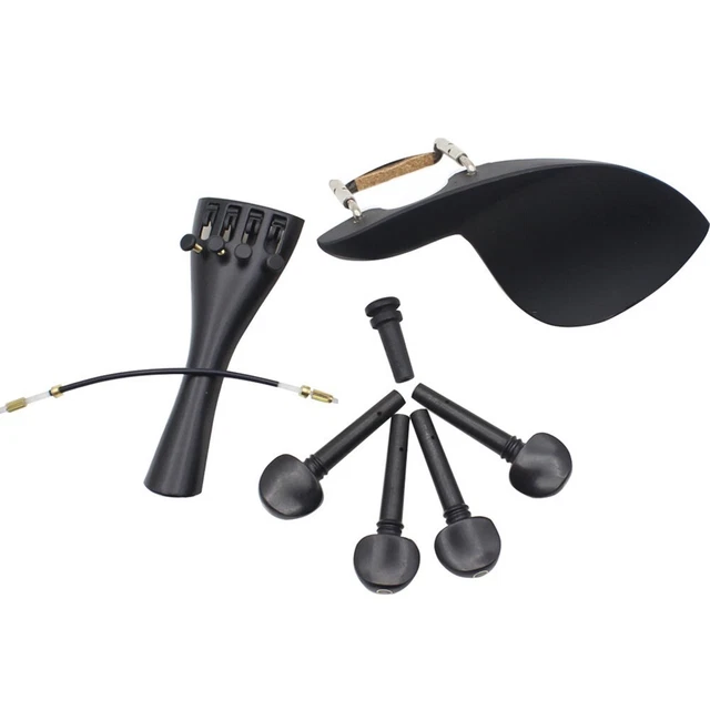 Ensemble Complet Accessoires Violon 15 Pièces - Mentonnière Érable, Chevilles Ébène Pour Violon 4/4
