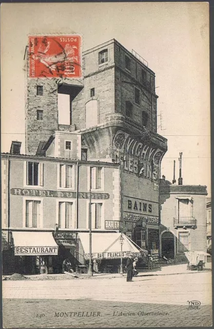 MONTPELLIER 34 Ancien Observatoire Hôtel du Nord Bain animé CPA écrite vers 1920