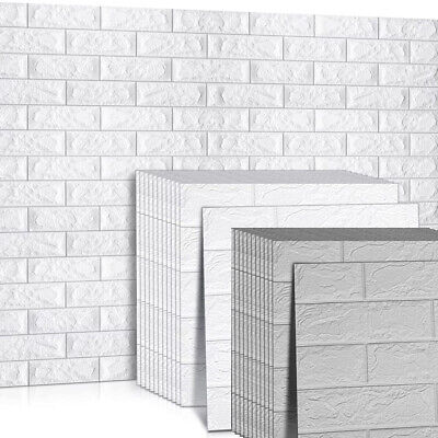 10Pcs 3D Tile Brick Wall Sticker Self-adhesive Foam Panel Wallpaper Home Decor